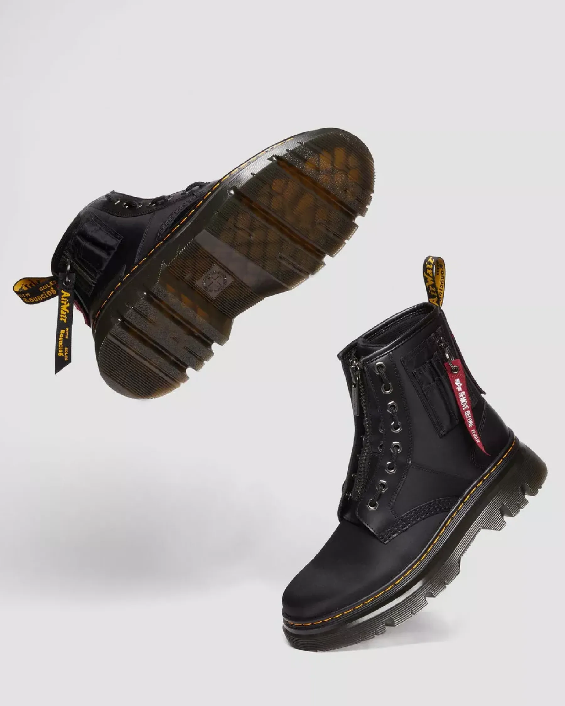 Casual Boots|Ankle Boots>Dr. Martens Tarik Alpha Industries Leather & Nylon Utility Boots Black