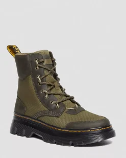 Sale|Casual Boots>Dr. Martens Tarik Leather & Nylon Utility Boots Olive — Waxed Full Grain+Hydro+ Recycled Nylon Ripstop