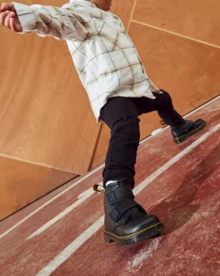 School Styles|Toddler / 2-4 Years>Dr. Martens Toddler 1460 Double Strap Leather Boots Black — Romario