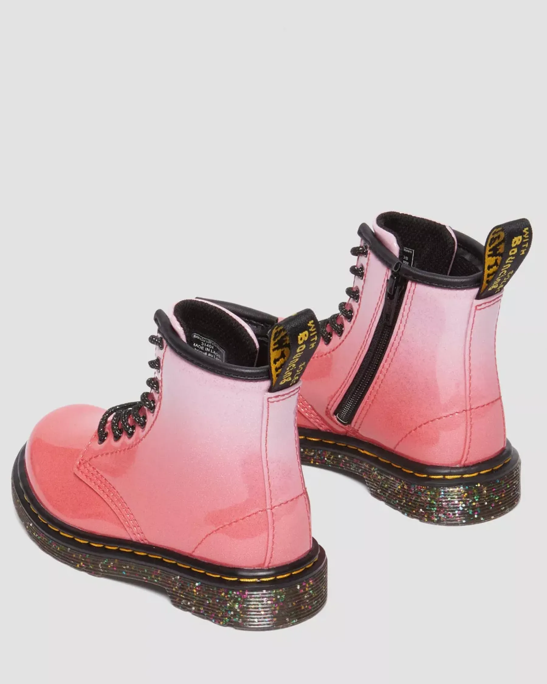 Glitter & Patent Boots|School Styles>Dr. Martens Toddler 1460 Gradient Glitter Leather Lace Up Boots Pink