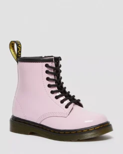 Glitter & Patent Boots|Toddler / 2-4 Years>Dr. Martens Toddler 1460 Patent Leather Lace Up Boots Pale Pink — Patent Leather