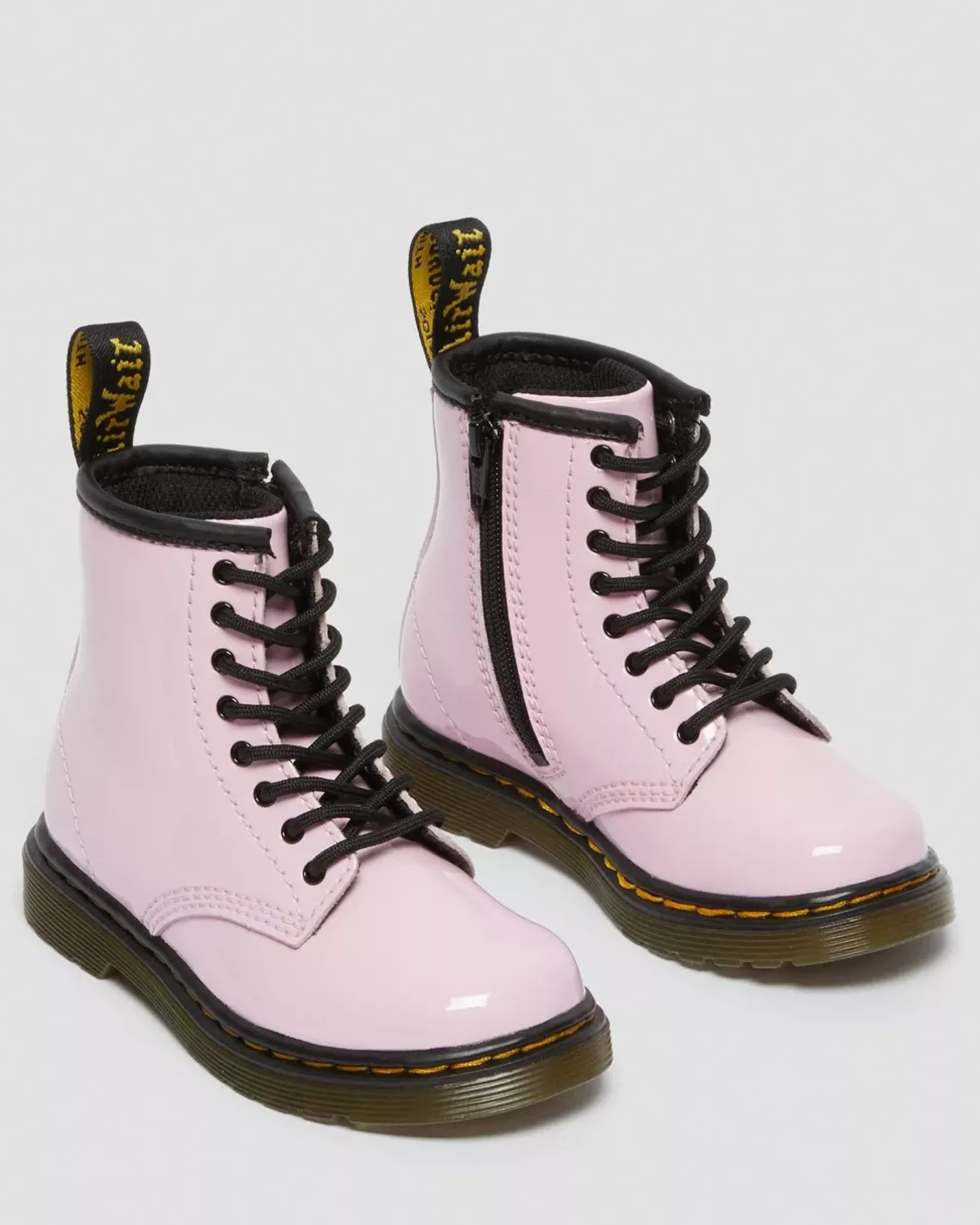 Glitter & Patent Boots|Toddler / 2-4 Years>Dr. Martens Toddler 1460 Patent Leather Lace Up Boots Pale Pink — Patent Leather