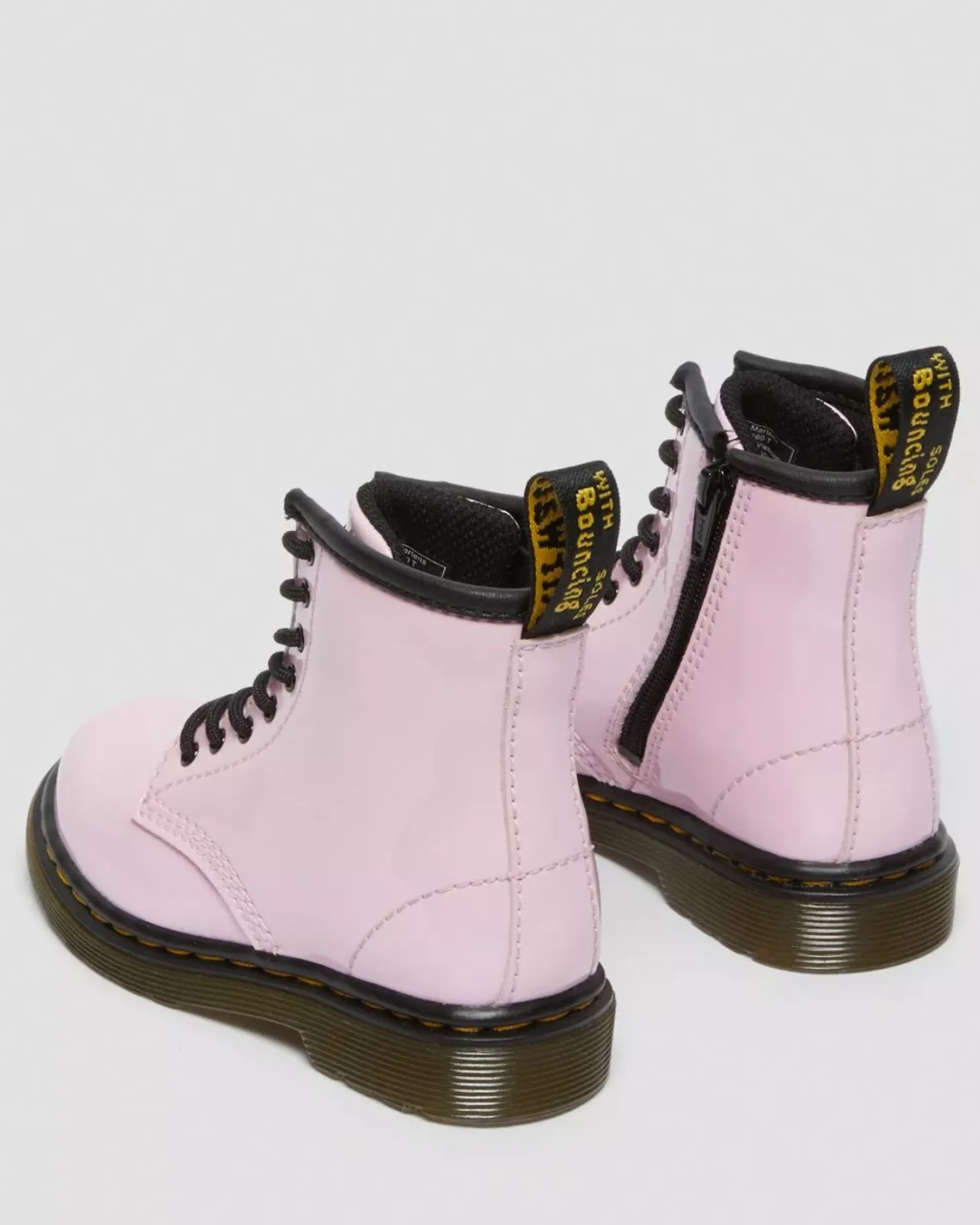 Glitter & Patent Boots|Toddler / 2-4 Years>Dr. Martens Toddler 1460 Patent Leather Lace Up Boots Pale Pink — Patent Leather