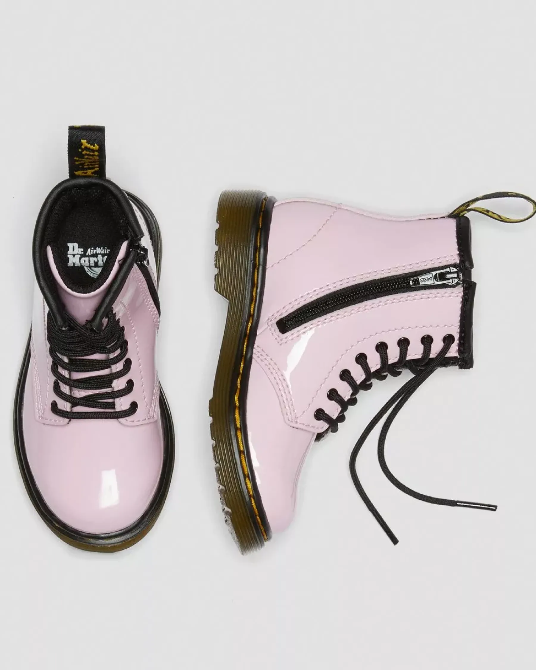 Glitter & Patent Boots|Toddler / 2-4 Years>Dr. Martens Toddler 1460 Patent Leather Lace Up Boots Pale Pink — Patent Leather