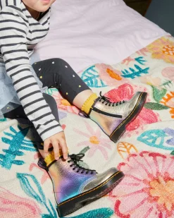 Sale|School Styles>Dr. Martens Toddler 1460 Rainbow Crinkle Leather Lace Up Boots MULTI — Rainbow Crinkle