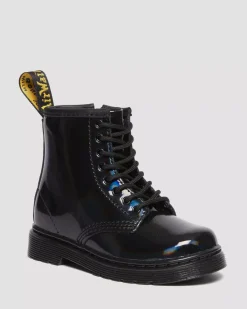 School Styles|Toddler / 2-4 Years>Dr. Martens Toddler 1460 Rainbow Patent Leather Lace Up Boots Black — Rainbow Patent