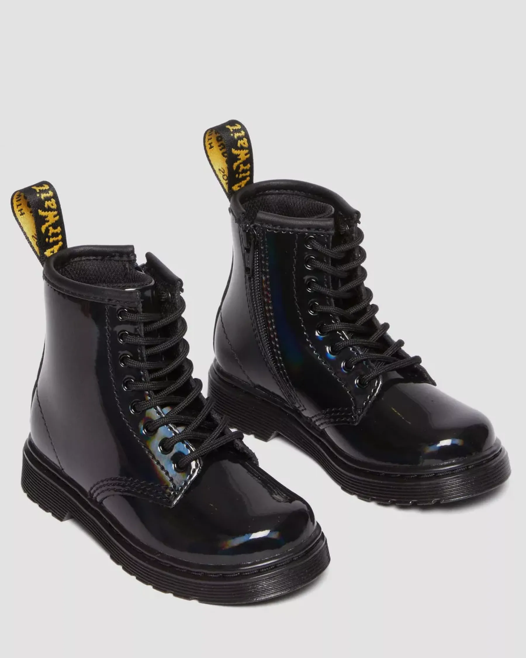 School Styles|Toddler / 2-4 Years>Dr. Martens Toddler 1460 Rainbow Patent Leather Lace Up Boots Black — Rainbow Patent
