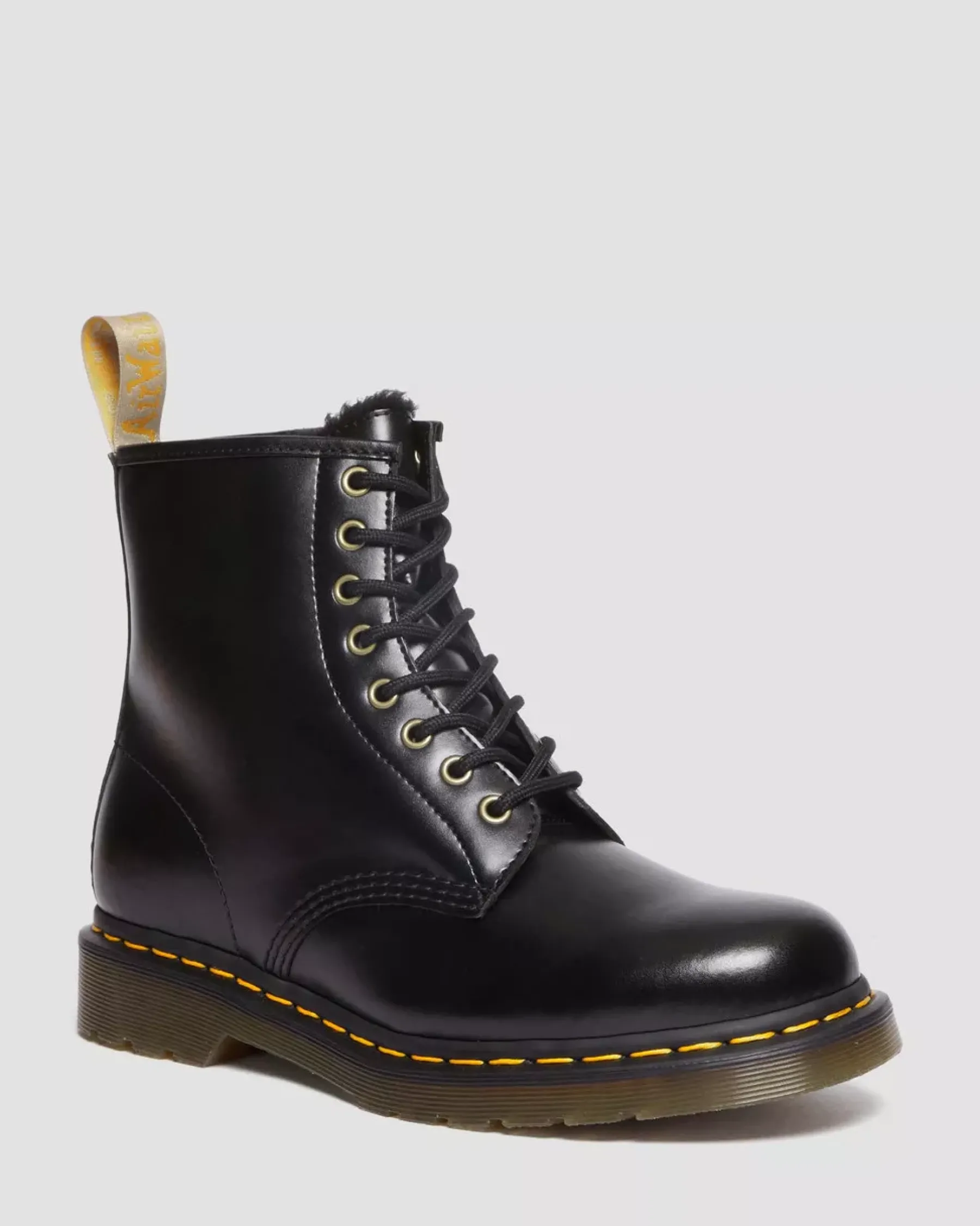 Vegan|Originals>Dr. Martens Vegan 1460 Faux Fur Lined Lace Up Boots Black — Norfolk Vegan