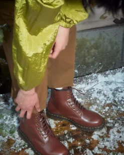 Vegan|Originals>Dr. Martens Vegan 1460 Faux Fur Lined Lace Up Boots BROWN — Norfolk Vegan