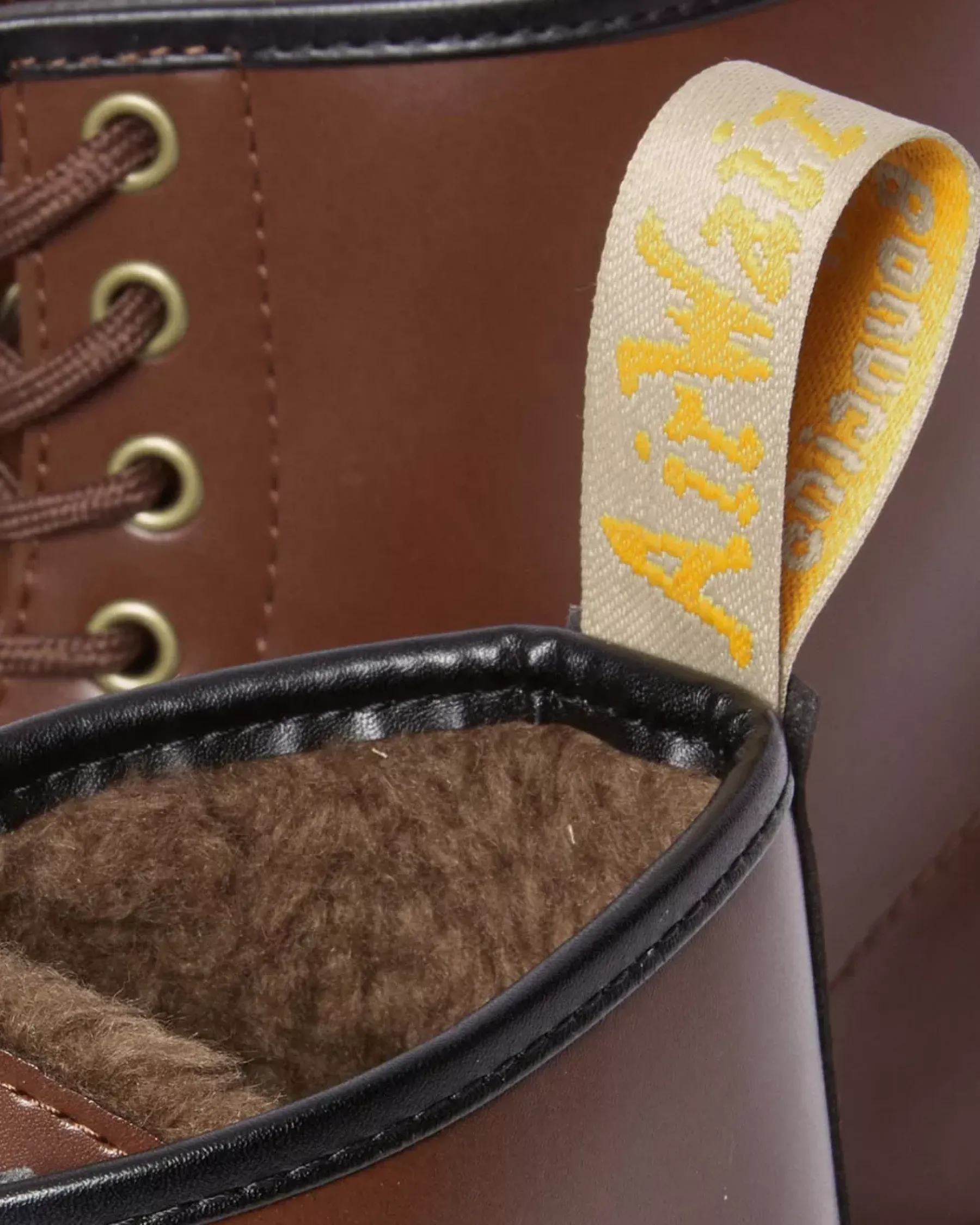 Vegan|Originals>Dr. Martens Vegan 1460 Faux Fur Lined Lace Up Boots BROWN — Norfolk Vegan