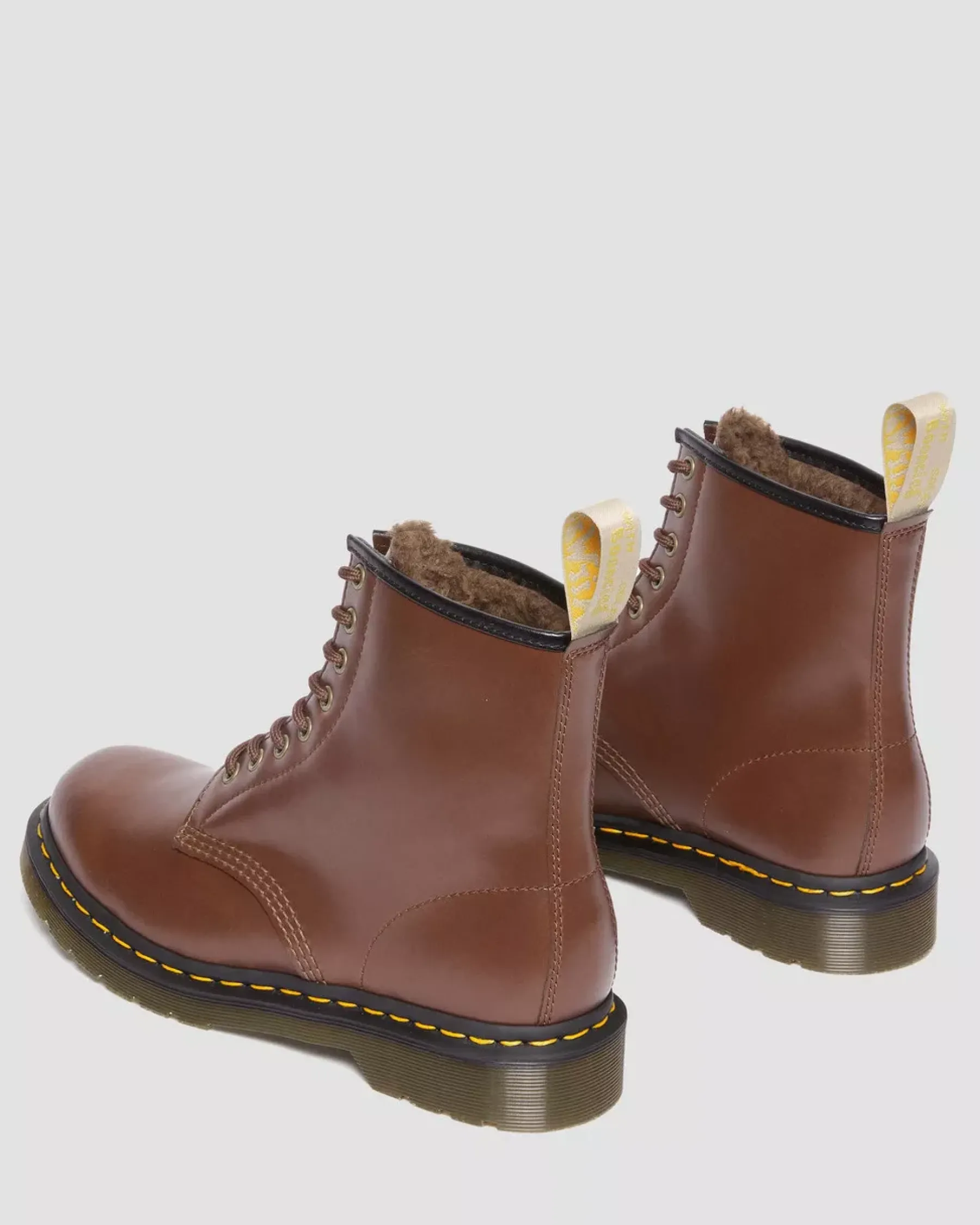 Vegan|Originals>Dr. Martens Vegan 1460 Faux Fur Lined Lace Up Boots BROWN — Norfolk Vegan