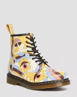 Sale|Vegan>Dr. Martens Vegan 1460 Retro Kemble Lace Up Boots Parchment Beige — Kemble