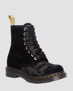 Sale|Originals>Dr. Martens Vegan 1460 Women's Crushed Velvet Lace Up Boots BLACK — Crushed Velvet