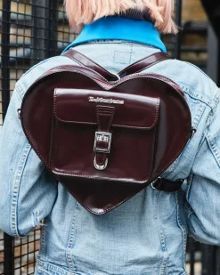 Vegan|Accessories>Dr. Martens Vegan Heart Shaped Backpack Cherry Red — Oxford Rub Off