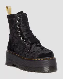 Sale|Sale>Dr. Martens Vegan Jadon Boot Max Crushed Velvet Platforms BLACK — Crushed Velvet