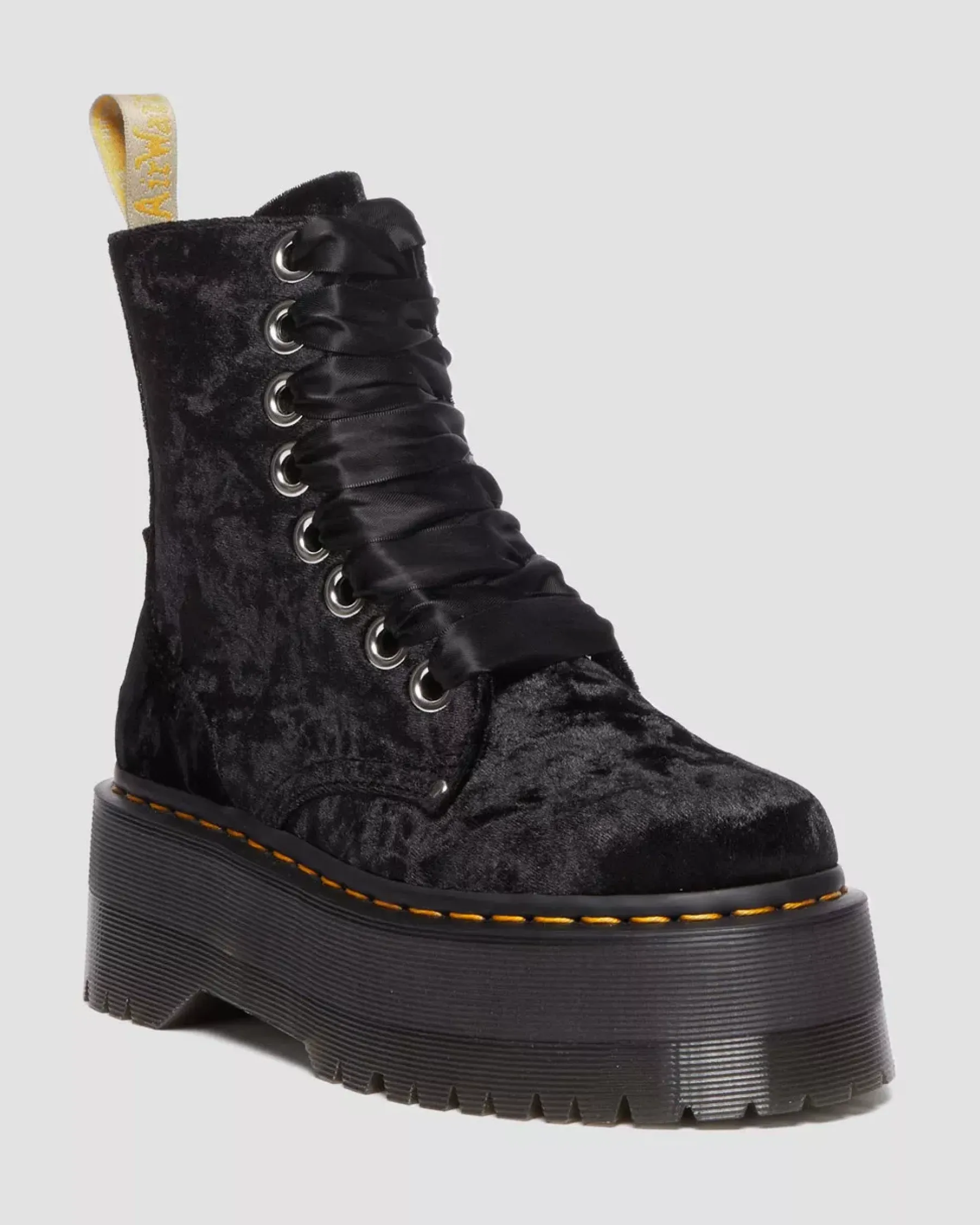 Sale|Sale>Dr. Martens Vegan Jadon Boot Max Crushed Velvet Platforms BLACK — Crushed Velvet