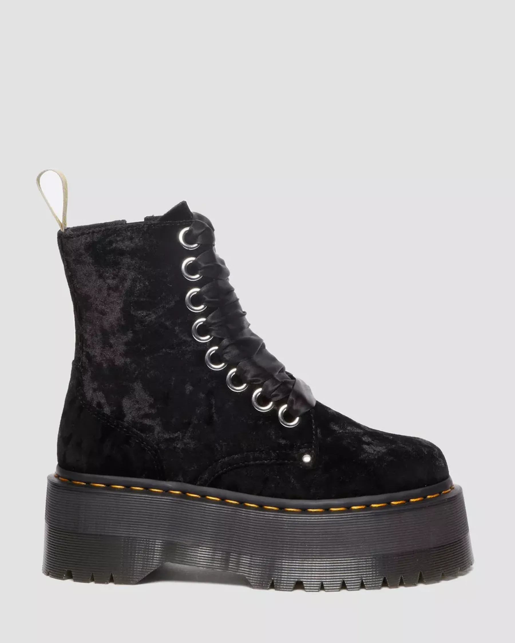 Sale|Sale>Dr. Martens Vegan Jadon Boot Max Crushed Velvet Platforms BLACK — Crushed Velvet