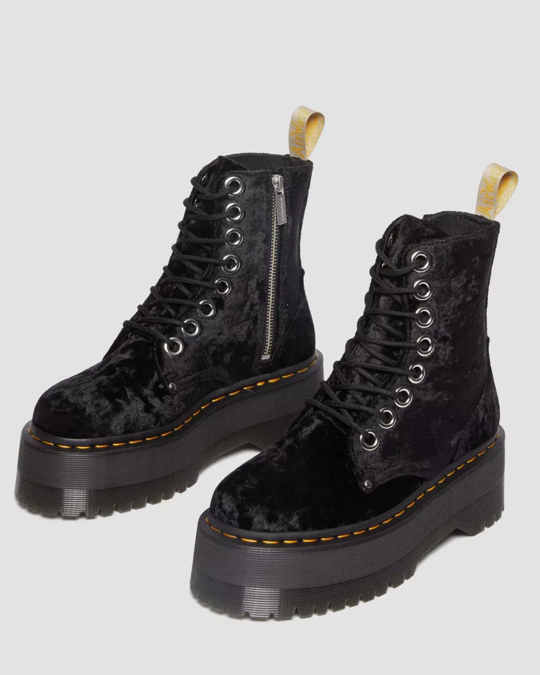 Sale|Sale>Dr. Martens Vegan Jadon Boot Max Crushed Velvet Platforms BLACK — Crushed Velvet