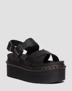 Platform Sandals|Strap Sandals>Dr. Martens Voss II Athena Leather Strap Platform Sandals Black — Athena