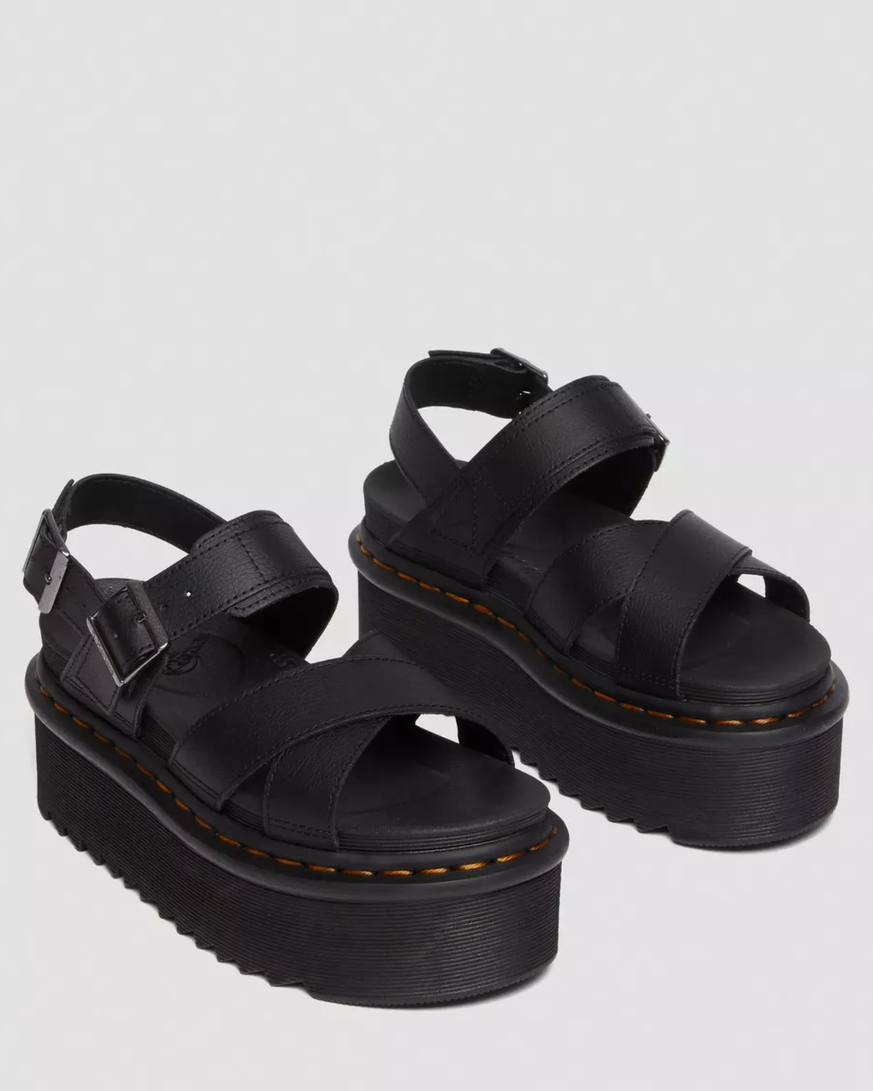 Platform Sandals|Strap Sandals>Dr. Martens Voss II Athena Leather Strap Platform Sandals Black — Athena