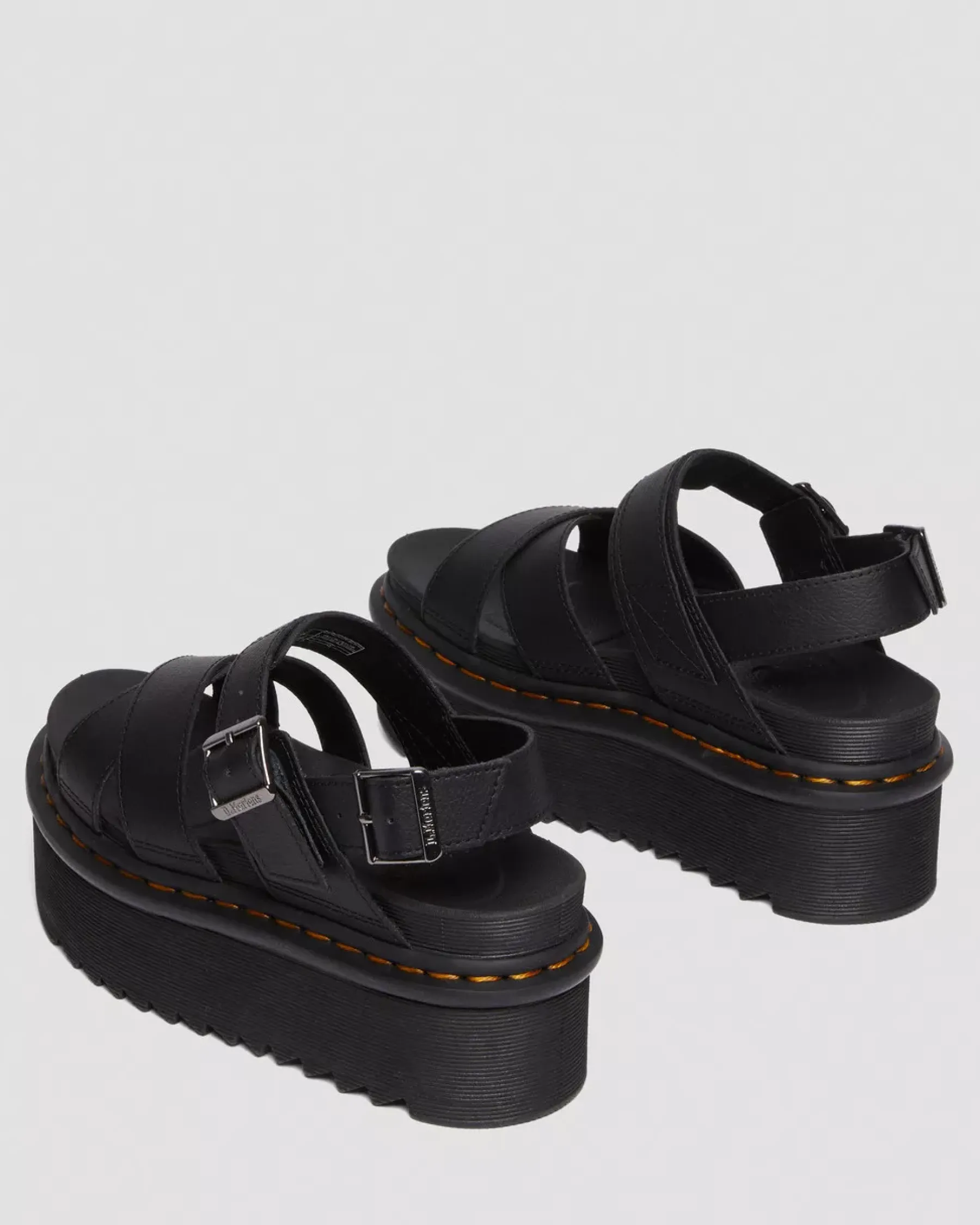 Platform Sandals|Strap Sandals>Dr. Martens Voss II Athena Leather Strap Platform Sandals Black — Athena