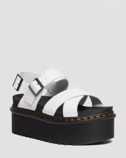 Platform Sandals|Strap Sandals>Dr. Martens Voss II Athena Leather Strap Platform Sandals White — Athena