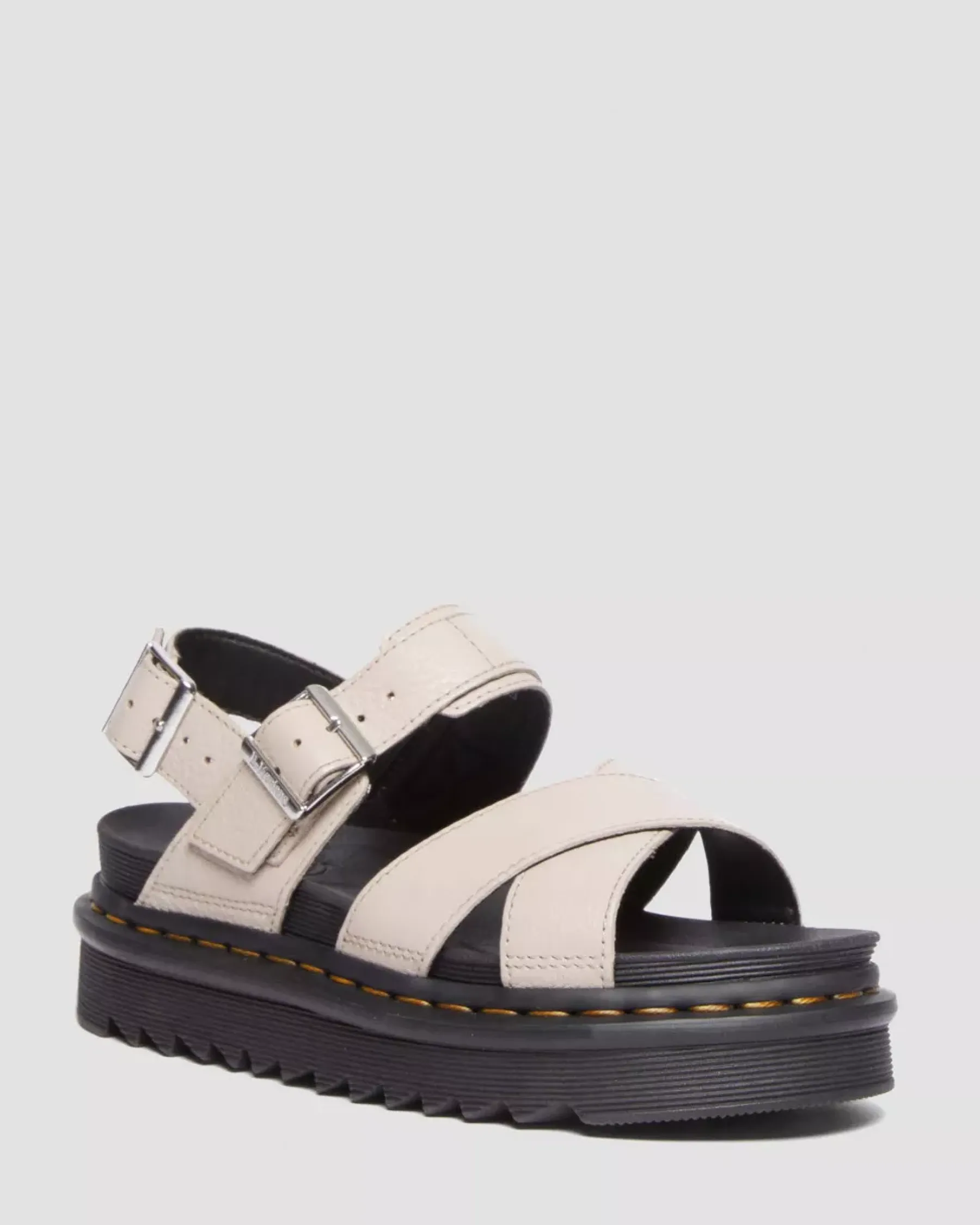 Platform Sandals|Strap Sandals>Dr. Martens Voss II Pisa Leather Strap Sandals VINTAGE TAUPE — Pisa
