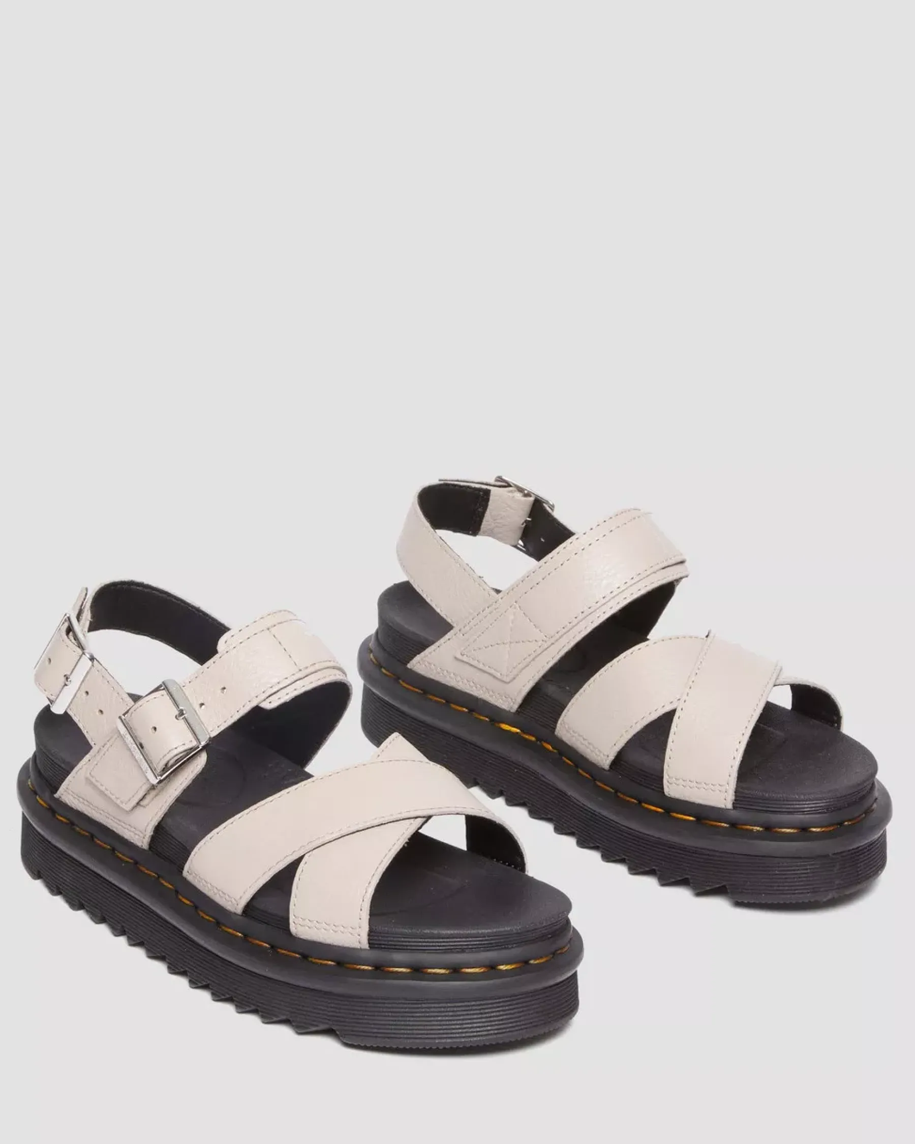 Platform Sandals|Strap Sandals>Dr. Martens Voss II Pisa Leather Strap Sandals VINTAGE TAUPE — Pisa