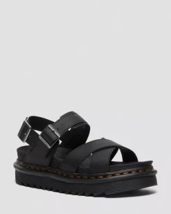 Bestsellers|Platforms>Dr. Martens Voss II Women's Leather Strap Sandals Black — Hydro Leather