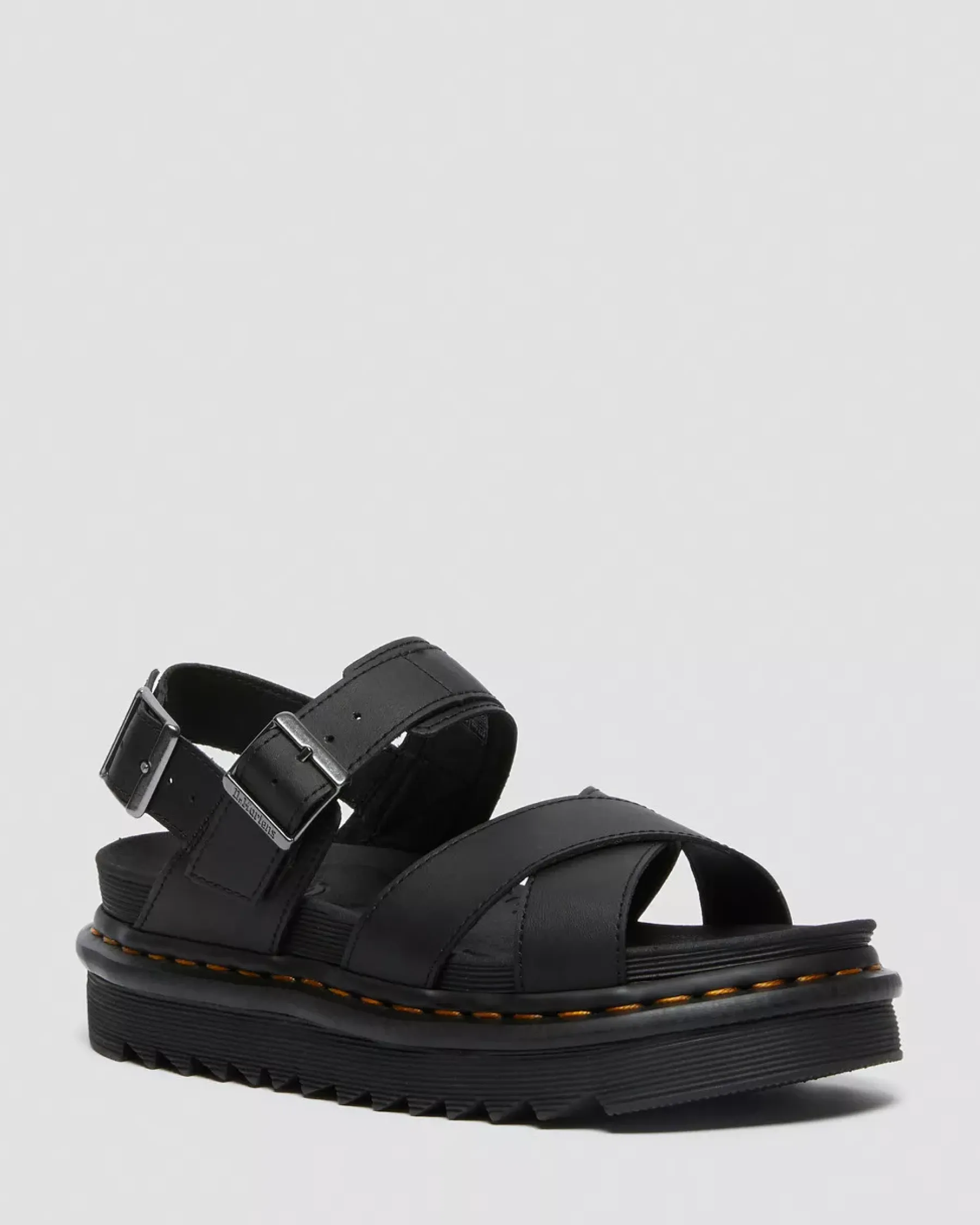 Bestsellers|Platforms>Dr. Martens Voss II Women's Leather Strap Sandals Black — Hydro Leather