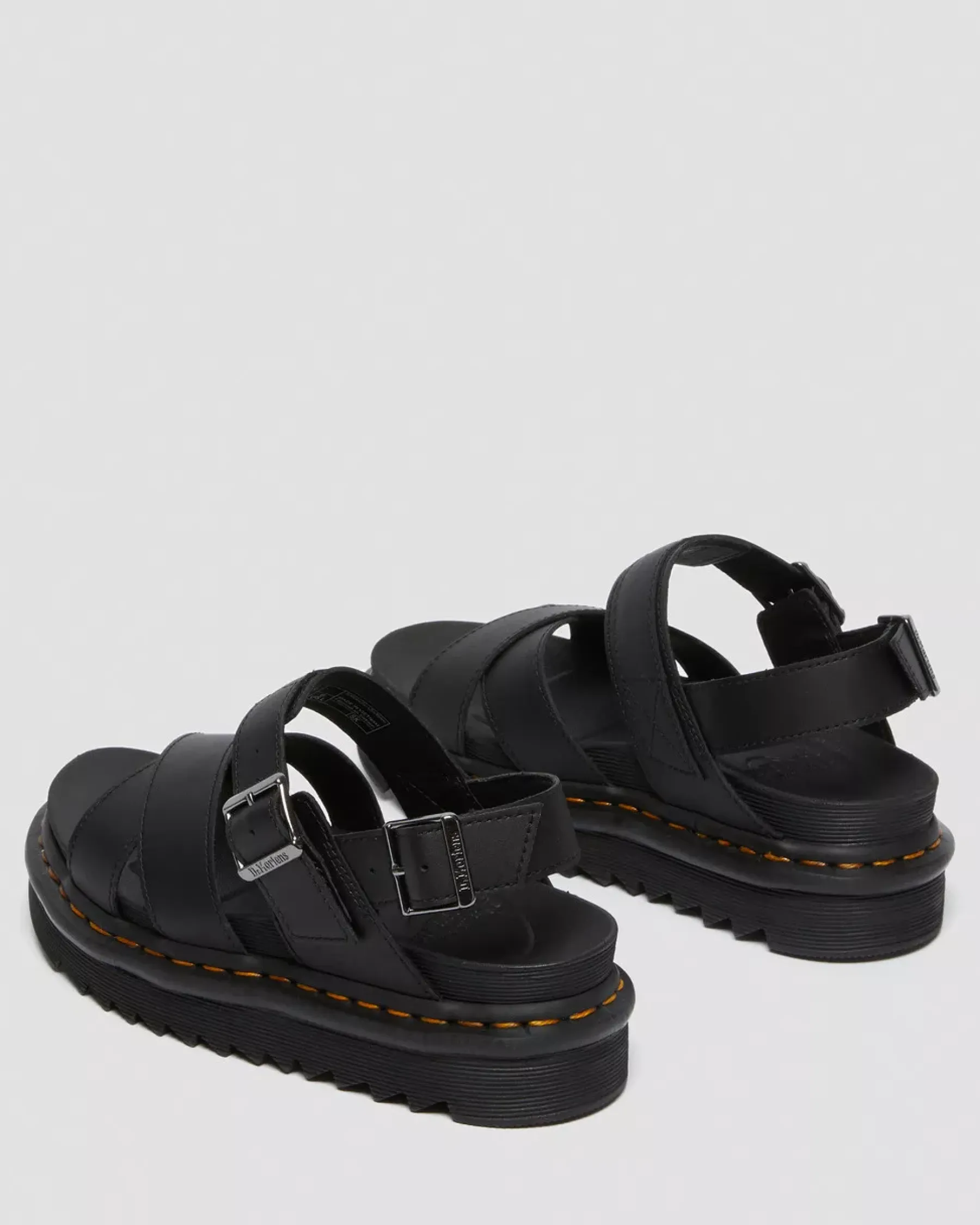 Bestsellers|Platforms>Dr. Martens Voss II Women's Leather Strap Sandals Black — Hydro Leather