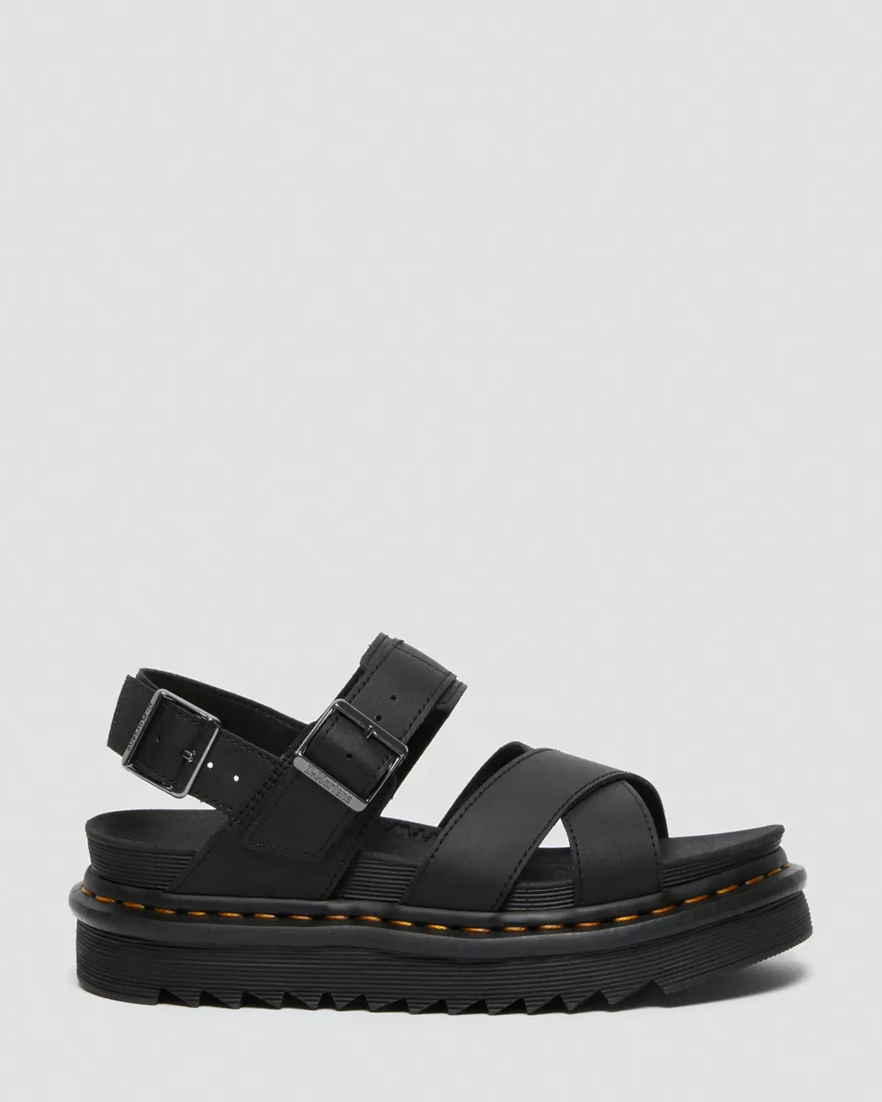 Bestsellers|Platforms>Dr. Martens Voss II Women's Leather Strap Sandals Black — Hydro Leather