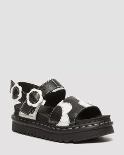 Platform Sandals|Strap Sandals>Dr. Martens Voss Pisa Leather Strap Sandals Black+White — Pisa