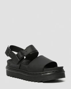 Platform Sandals|Strap Sandals>Dr. Martens Voss Women's Leather Strap Sandals Black — Hydro Leather