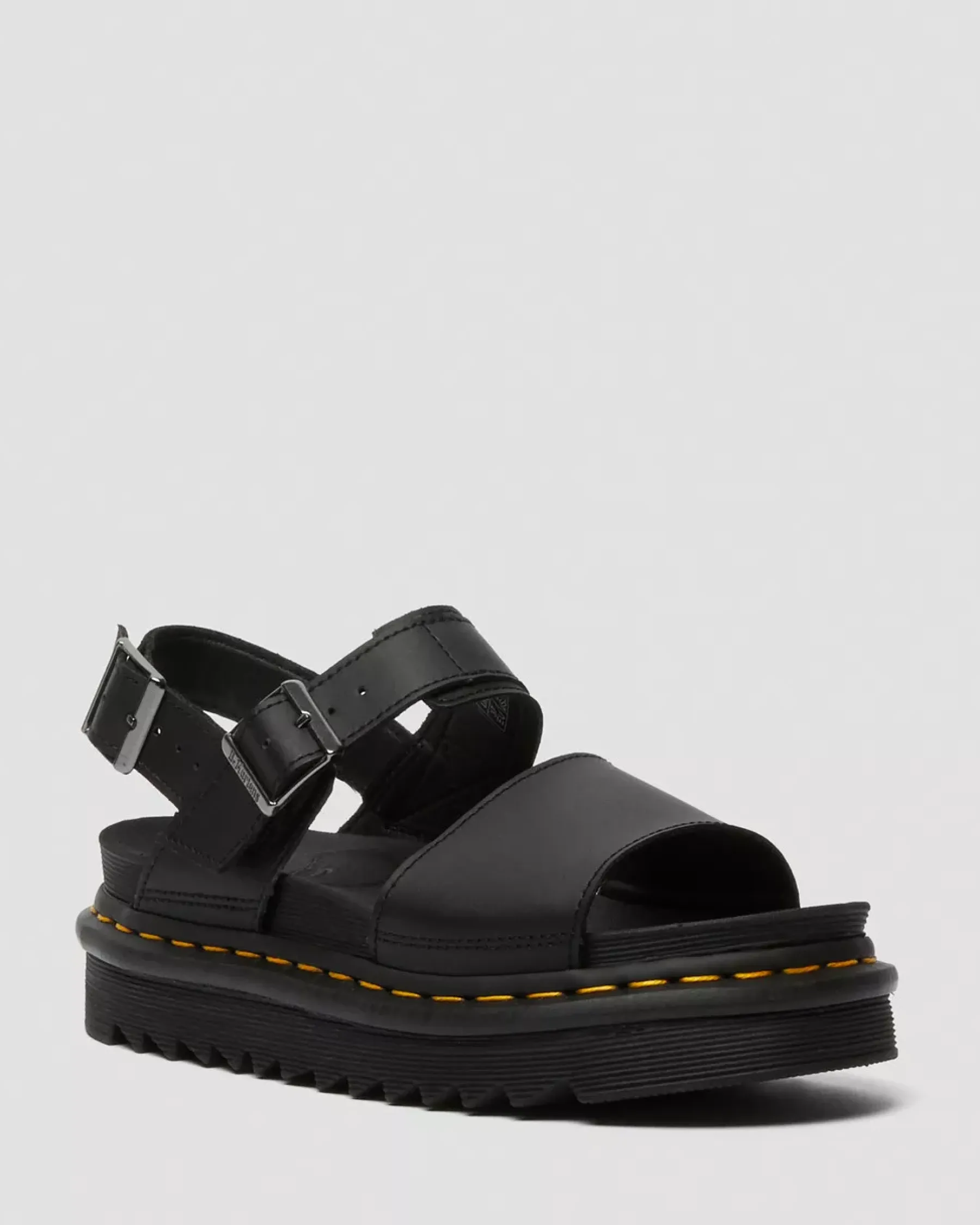 Bestsellers|Platform Sandals>Dr. Martens Voss Women's Leather Strap Sandals Black+Black — Hydro Leather