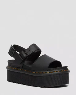Platforms|Sandals>Dr. Martens Voss Women's Leather Strap Platform Sandals Black — Hydro Leather