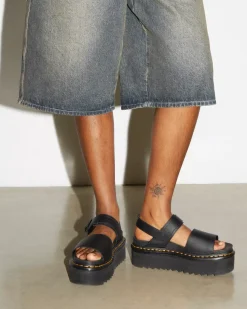 Platforms|Sandals>Dr. Martens Voss Women's Leather Strap Platform Sandals Black — Hydro Leather