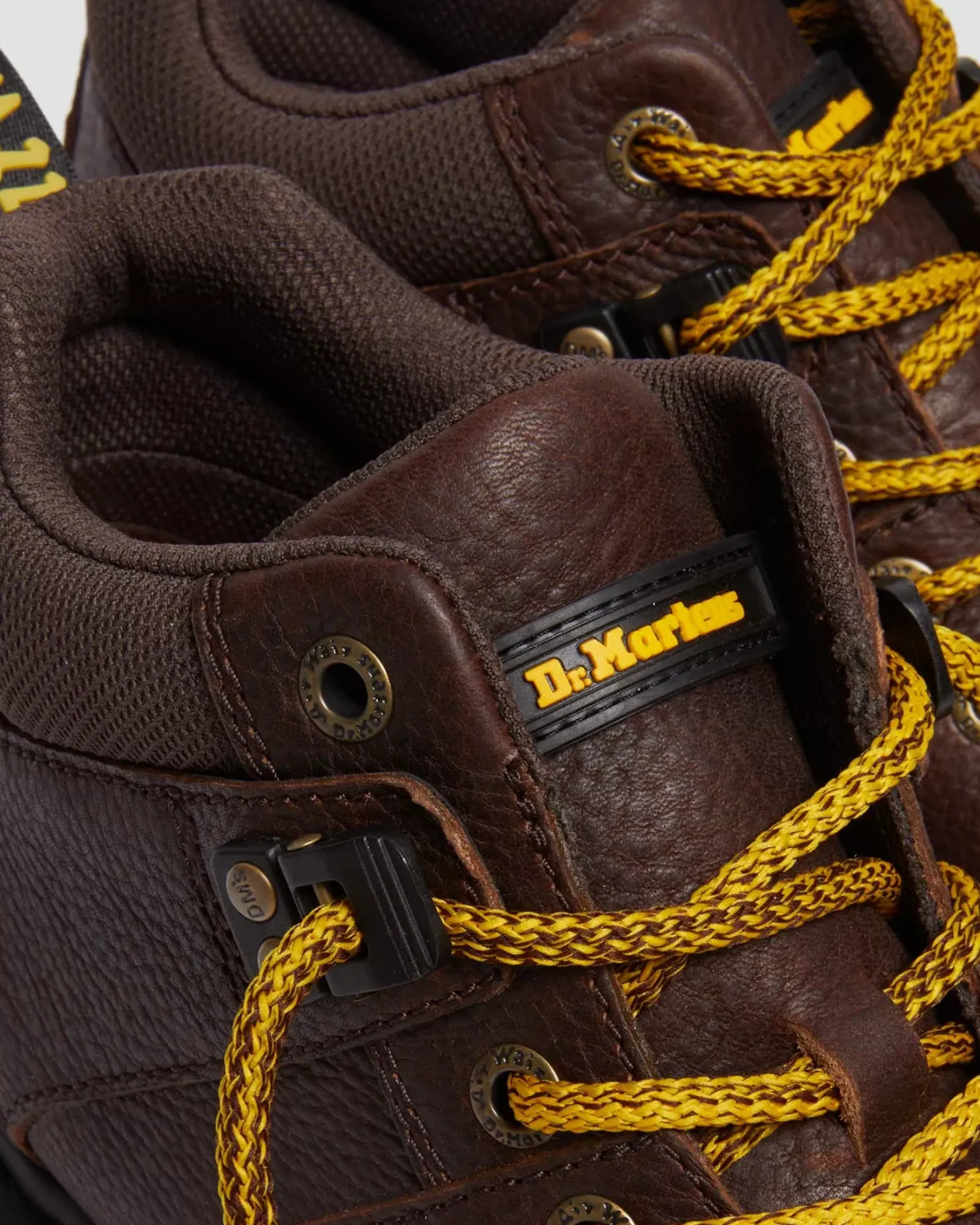 Platform Boots|Ankle Boots>Dr. Martens Woodard Grizzly Leather Low Casual Boots Dark Brown — Grizzly