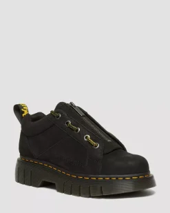 Casual Boots|Shoes>Dr. Martens Woodard Tumbled Nubuck Leather Low Casual Boots Black — Titan