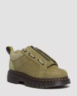 Casual Boots|Shoes>Dr. Martens Woodard Tumbled Nubuck Leather Low Casual Boots Muted Olive — Titan