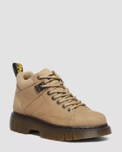 Boots|Boots>Dr. Martens Woodard Tumbled Nubuck Leather Low Casual Boots Savannah Tan — Tumbled Nubuck
