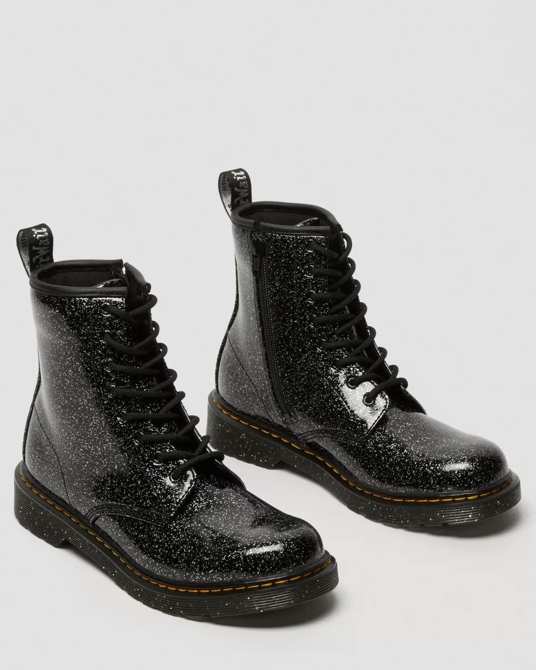Glitter & Patent Boots|School Styles>Dr. Martens Youth 1460 Glitter Lace Up Boots Black — Cosmic Glitter