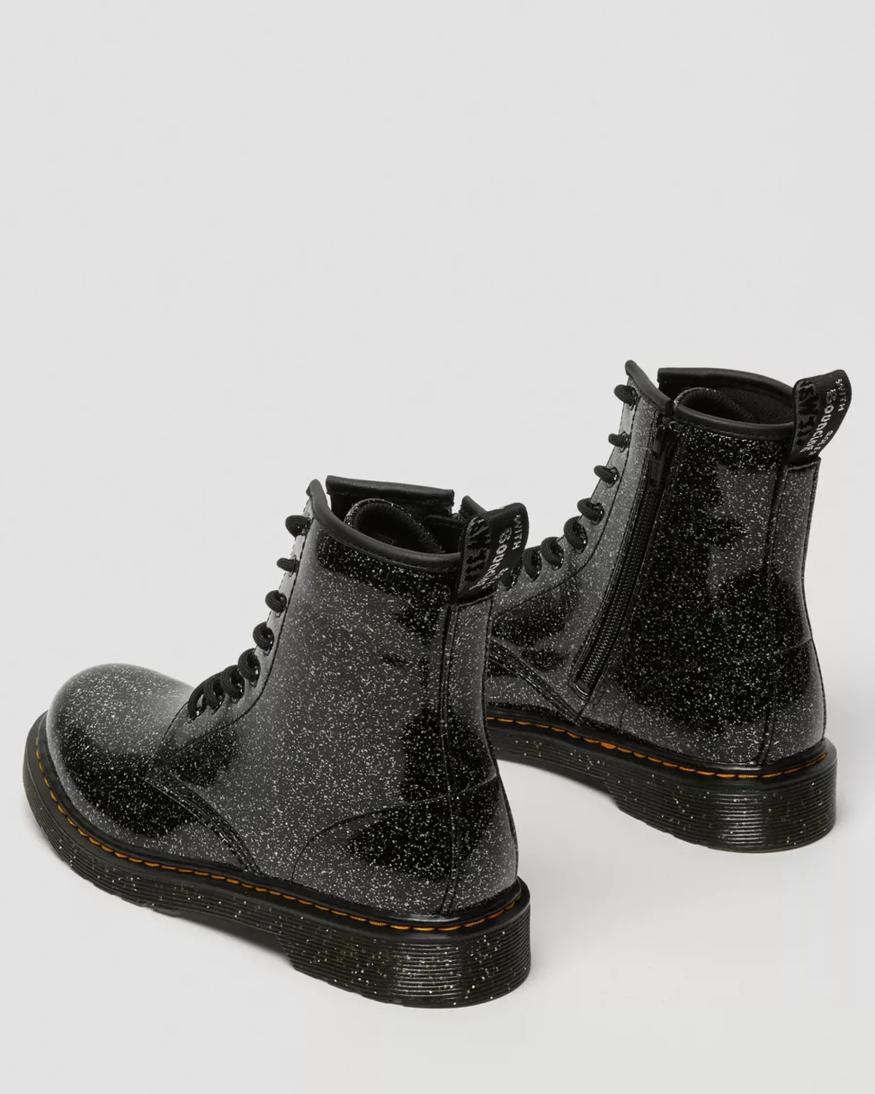 Glitter & Patent Boots|School Styles>Dr. Martens Youth 1460 Glitter Lace Up Boots Black — Cosmic Glitter