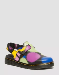 School Styles|Youth / 8-14 Years>Dr. Martens Youth Jorgie Haze Hydro Leather Slingback Mules Black