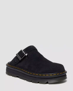 Mules & Slides|Sandals>Dr. Martens Zebzag Suede Casual Slingback Platform Mules Black — E.H.Suede