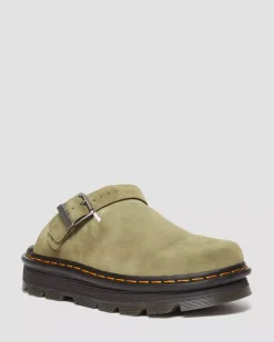 Mules & Slides|Sandals>Dr. Martens Zebzag Suede Casual Slingback Platform Mules Muted Olive — E.H.Suede